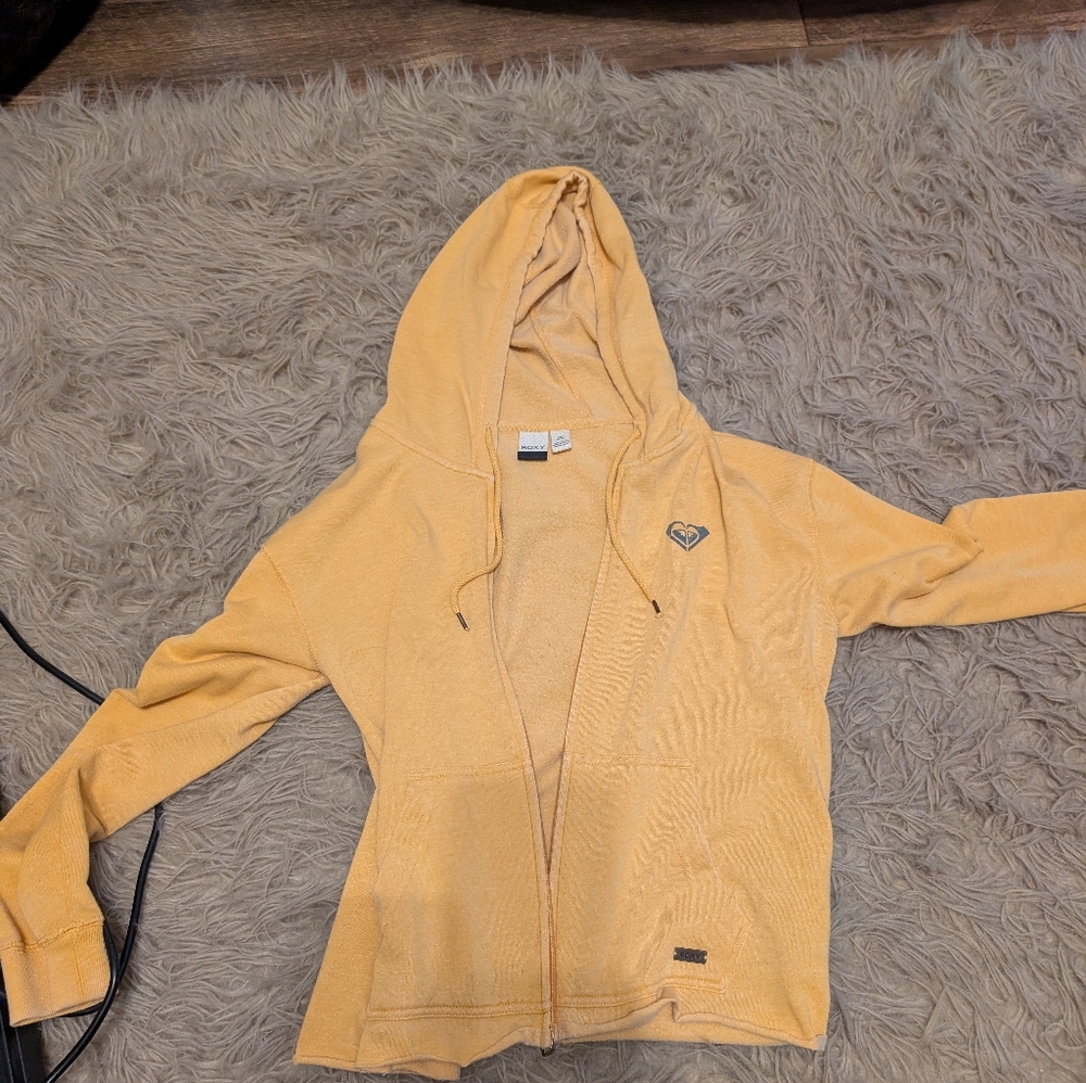 Roxy Yellow Zip Up Hoodie with Blue Graphic